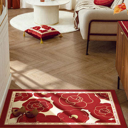 Red Flower Leather Entrance Door Mat - Feblilac® Mat