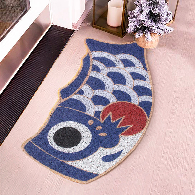 Feblilac Cute Blue Koi Fish Long Runner Mat, Extra Big Bedroom Mat