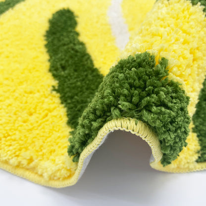 Feblilac Soft Yellow and Green Leaves Bathroom Rug, Heart-Shape Mat, Gift Idea - Feblilac® Mat