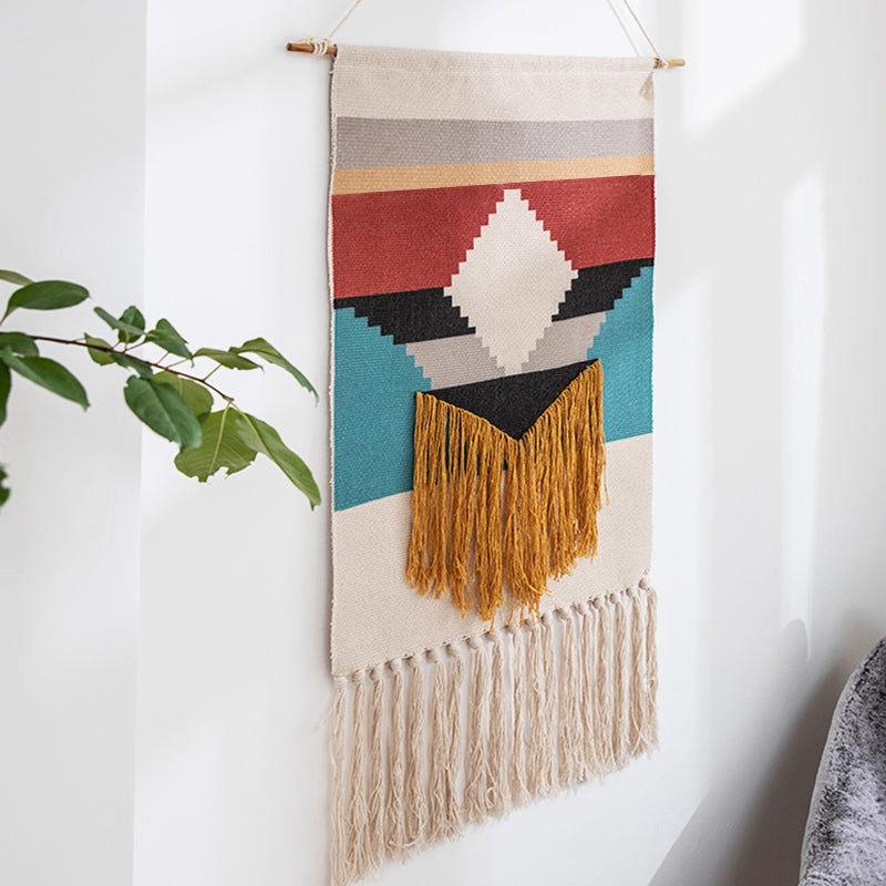 Feblilac Ethinc Style Geometric Tassel Tufted Tapestry - view 3