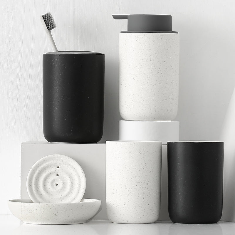 Black and White Bathroom Dispenser Mug Set - view 4