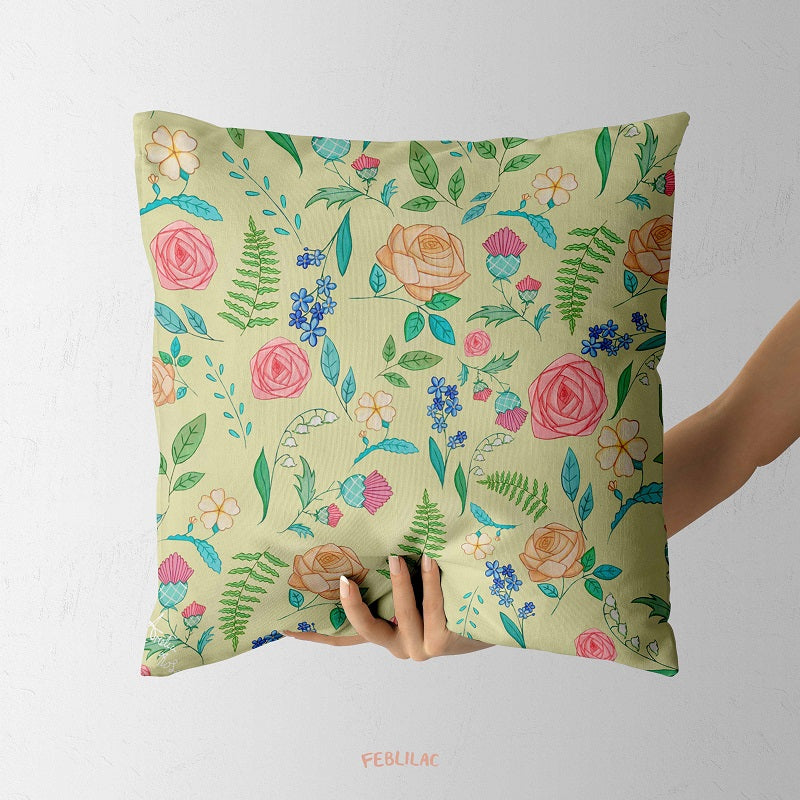 Feblilac The English Garden Cushion Covers Throw Pillow Covers by AmeliaRose Illustrations from UK