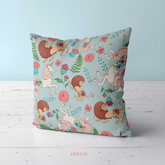 Feblilac The Lion and the Unicorn Cushion Covers Throw Pillow Covers by AmeliaRose Illustrations from UK