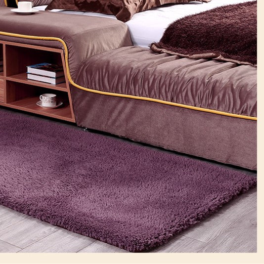 Feblilac Rectangular Solid Purple Thickened Tufted Bath Mat - view 3
