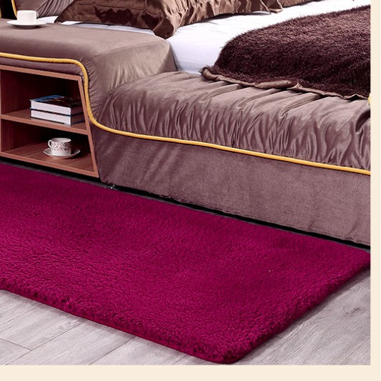 Feblilac Rectangular Solid Rose Red Thickened Tufted Bath Mat - view 3