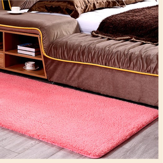Feblilac Rectangular Solid Pink Thickened Tufted Bath Mat - view 3