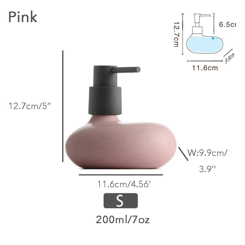 Ceramic Soap Dispenser, Liquid Bathroom Bottle, Simple Design, Funny Shape, Refillable Reusable Lotion Pump for Bathroom Kitchen, 200ml/7oz