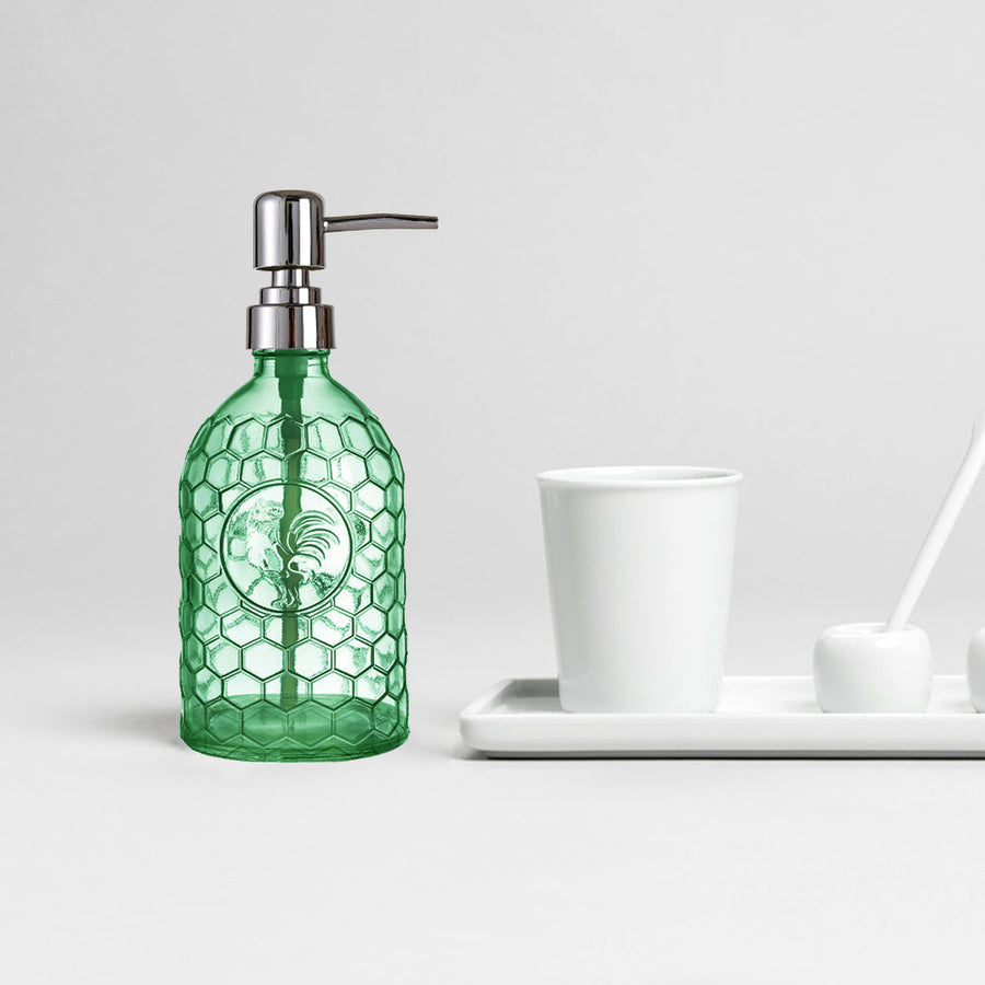 Glass Soap Dispenser, Green Rooster Pump Bottle, 500ml/17.6 oz - view 4