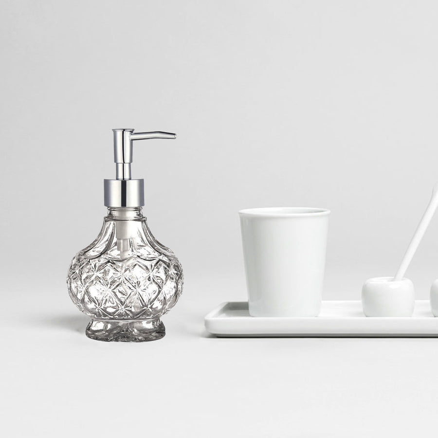 Clear Glass Soap Dispenser, Lantern-Shape Glass Pump Bottle, 7.74oz or 220ml - view 4