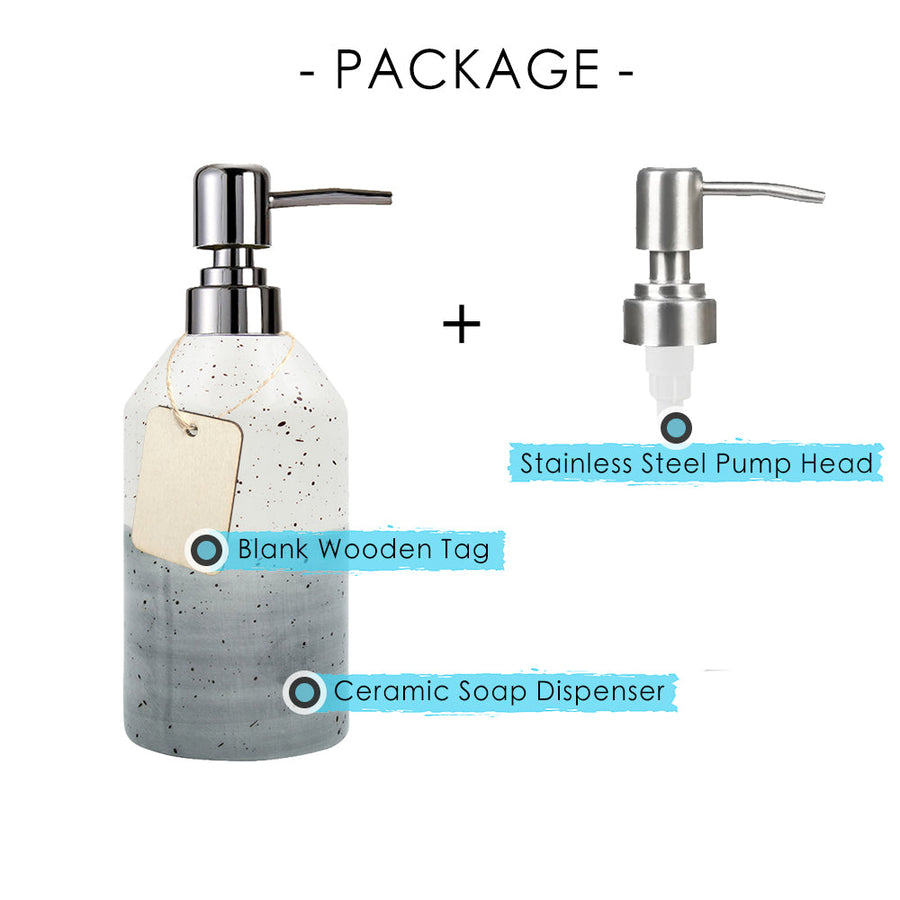 Gray Ceramic Soap Dispenser, Simple-Design Pump Bottle, 350ml/12.3 oz - view 4