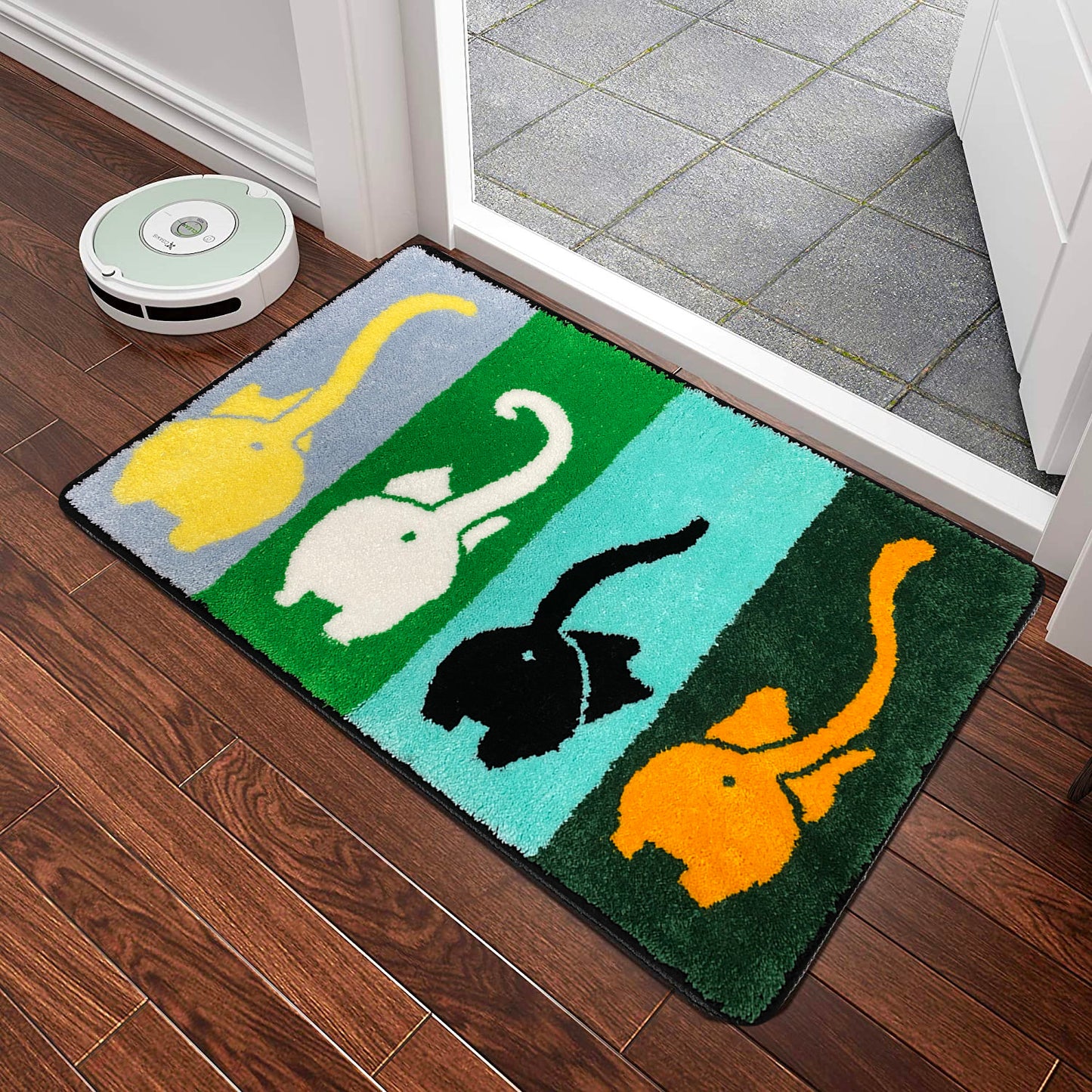 Feblilac Cute Four Color Cats Bathroom Rug Bathmat