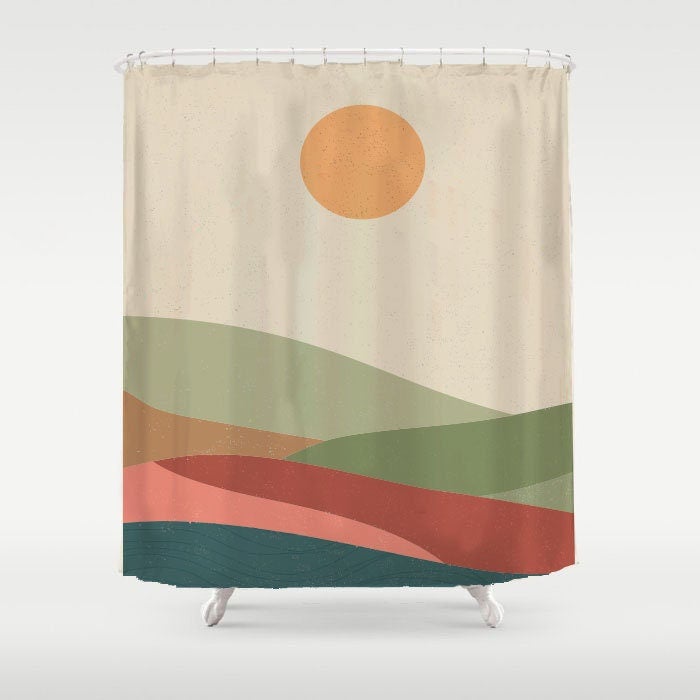 Red and Blue Field Shower Curtain