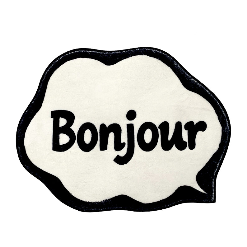 Feblilac Black and White Bonjour Bath Mat - Feblilac® Mat