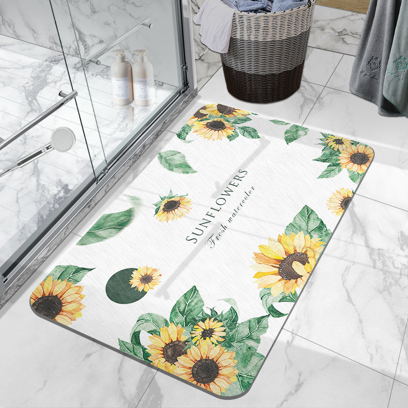 Feblilac Sunflower Super Absorbent Suede Bathroom Mat