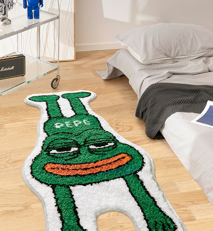 Green Frog Bath Mat Bedroom Rug, Funny Cartoon Animal Soft Plush Water-Absorbent Mat, Machine Washable - Feblilac® Mat