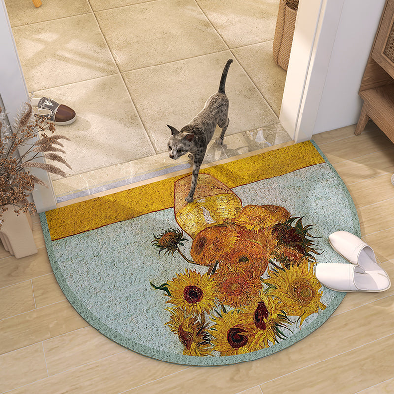 Feblilac Sunflowers and Vase PVC Coil Door Mat Mom‘s Day Gift