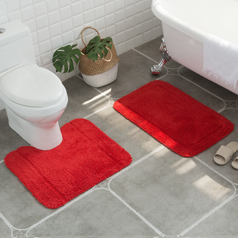 Feblilac Square Solid Tufted Bathroom Mat Toilet U-Shaped Floor Mat - view 4