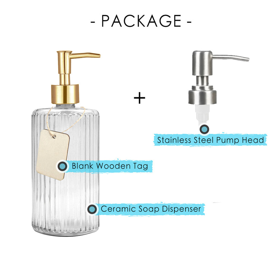 Clear Glass Soap Dispenser, Ultra Simple Design Pump Bottle, 400ml/14 oz - view 4