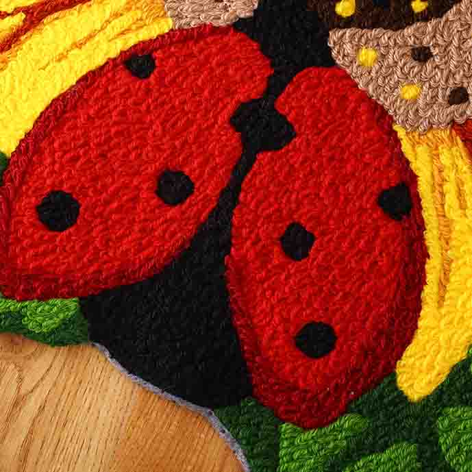 Feblilac Woven Acrylic Fibers Sunflower and Ladybug Door Mat - Feblilac® Mat