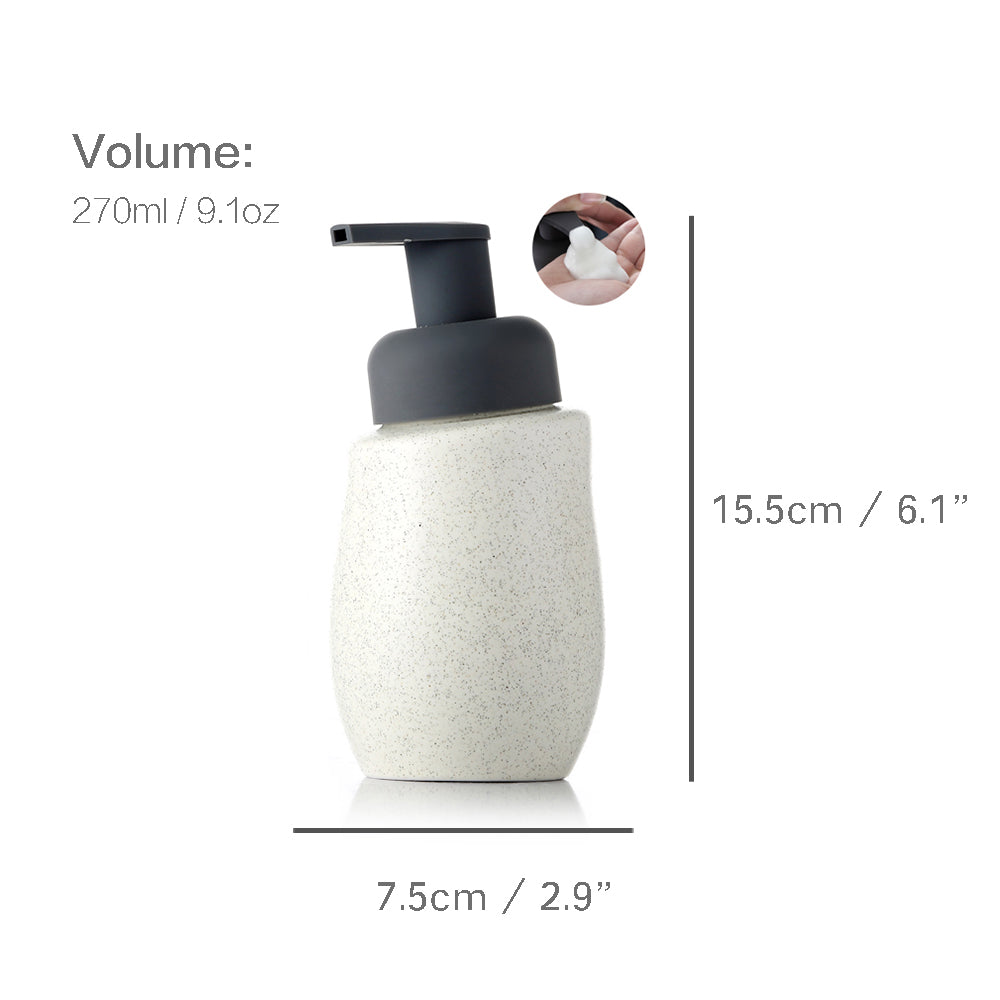 Ceramic Soap Dispenser, Foaming Pump Bathroom Bottle, Simple Design, Refillable Reusable Lotion Pump for Bathroom Kitchen, 270ml/9.1oz