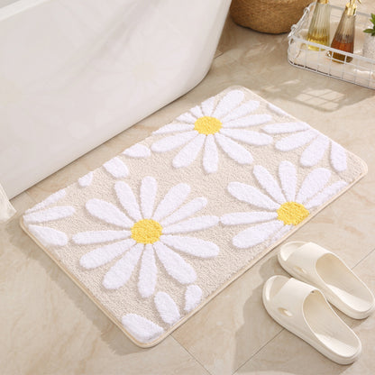 Feblilac Cute Daisy Bathmat, Pink/Blue/Green/Beige/Grey Floral Bathroom Rug - Feblilac® Mat