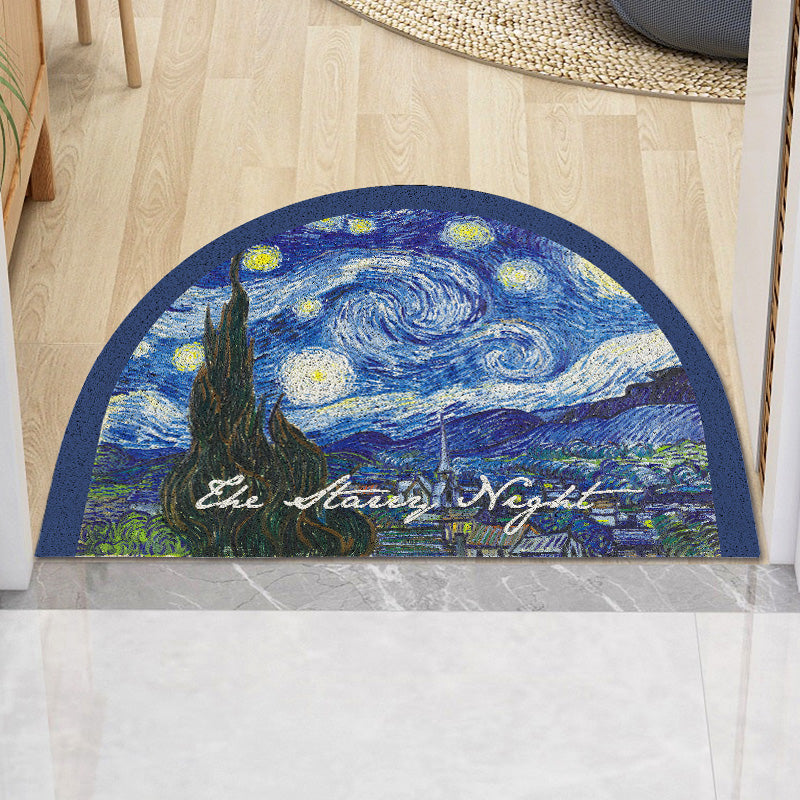 Feblilac Oil Paintings Sunflowers, Starry Sky and Wild Rose PVC Coil Door Mat Mom‘s Day Gift - view 2