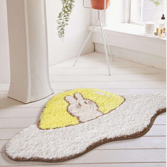 Lovely Rabbit and Spaceship Bath Mat