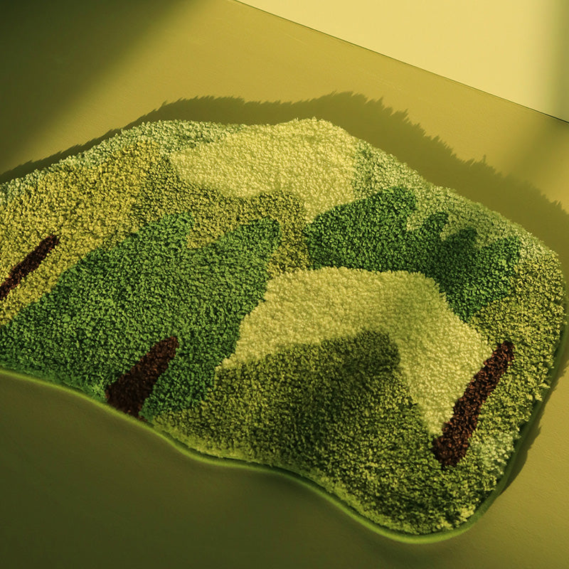 Semicircle Green Moss Leaves Bath Mat - Feblilac® Mat