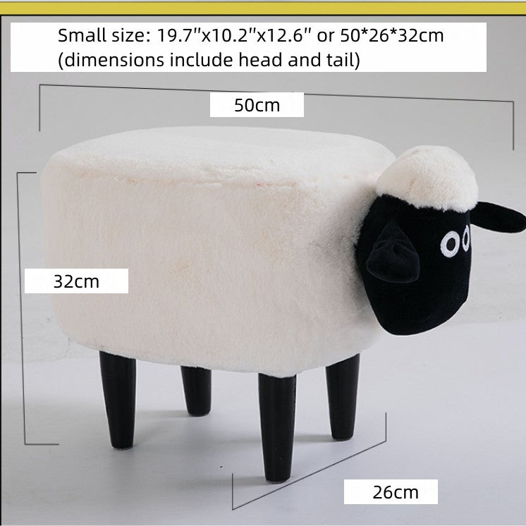 Feblilac Sean Plush Faux Fur Sheep Foot Stool