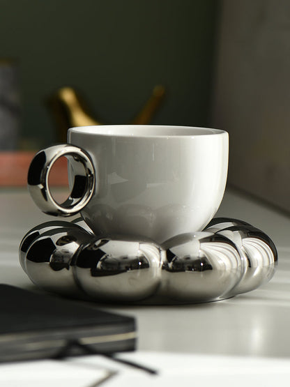 Nordic Style Ceramic Mug with Saucer, Cute Coffee Tea Cup