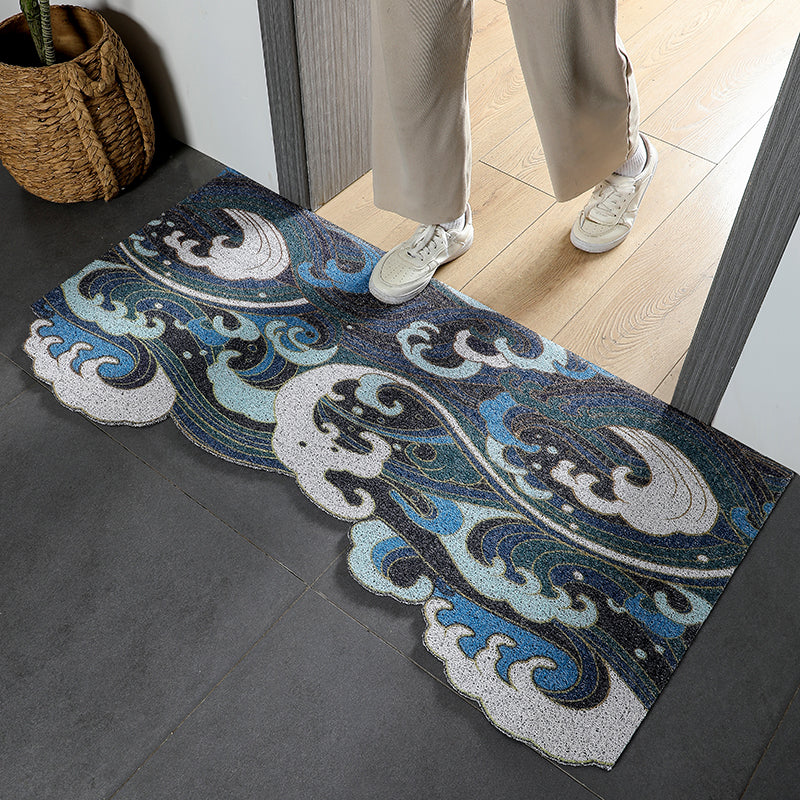 Feblilac Japanese Style Blue Wave Cutting Entrance Door Mat - Feblilac® Mat