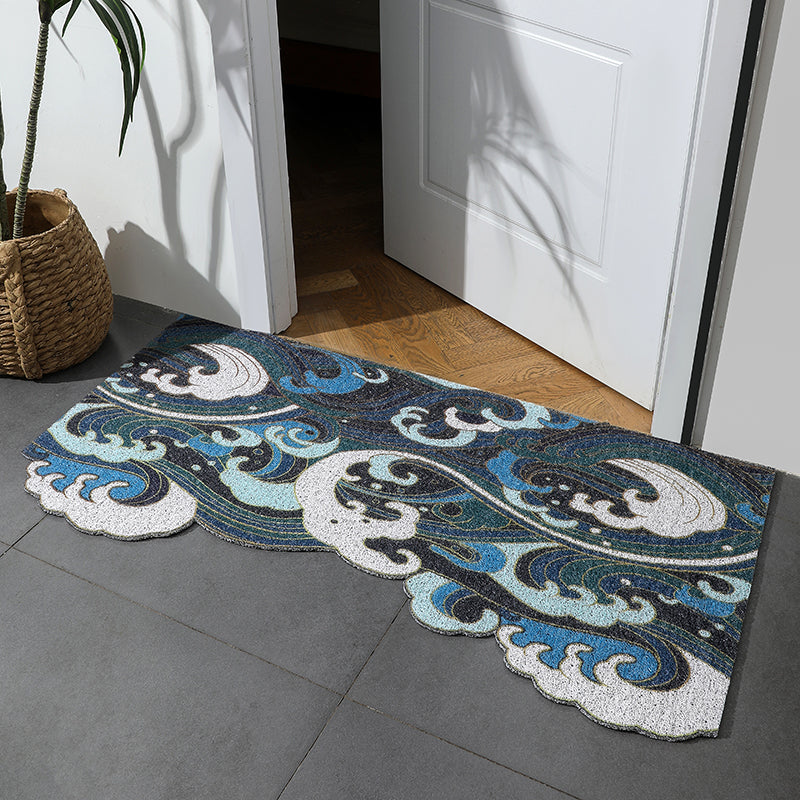 Feblilac Japanese Style Blue Wave Cutting Entrance Door Mat - Feblilac® Mat