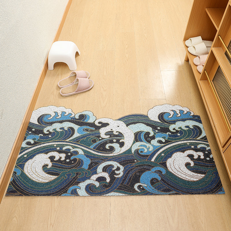 Feblilac Japanese Style Blue Wave Cutting Entrance Door Mat - Feblilac® Mat