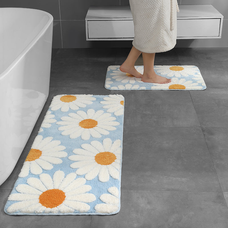 Feblilac Daisy Flower Tufted Bath Mat Set, Bathroom Rug Set - view 4