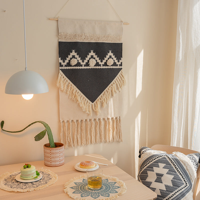 Feblilac Geometric Tassel Tufted Tapestry