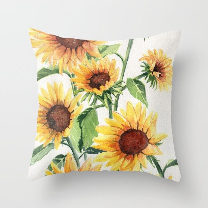 Feblilac Square Poly Yellow Sunflower Throw Pillow Covers Cushion covers