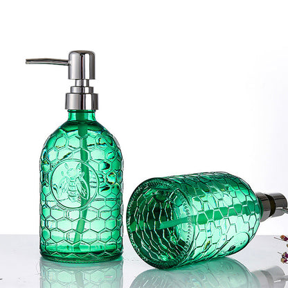 Glass Soap Dispenser, Green Rooster Pump Bottle, 500ml/17.6 oz