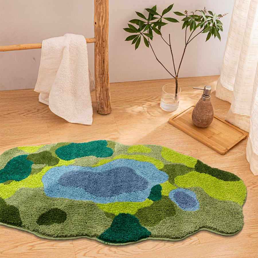 Feblilac Green Moss Leaves Area Rug - Feblilac® Mat