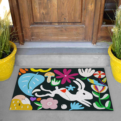 Happy Rabbit Door Mat