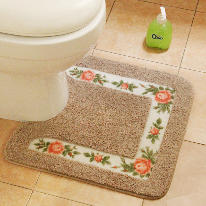 Feblilac Square Flower Tufted Toilet U-Shaped Floor Bathroom Mat - view 5