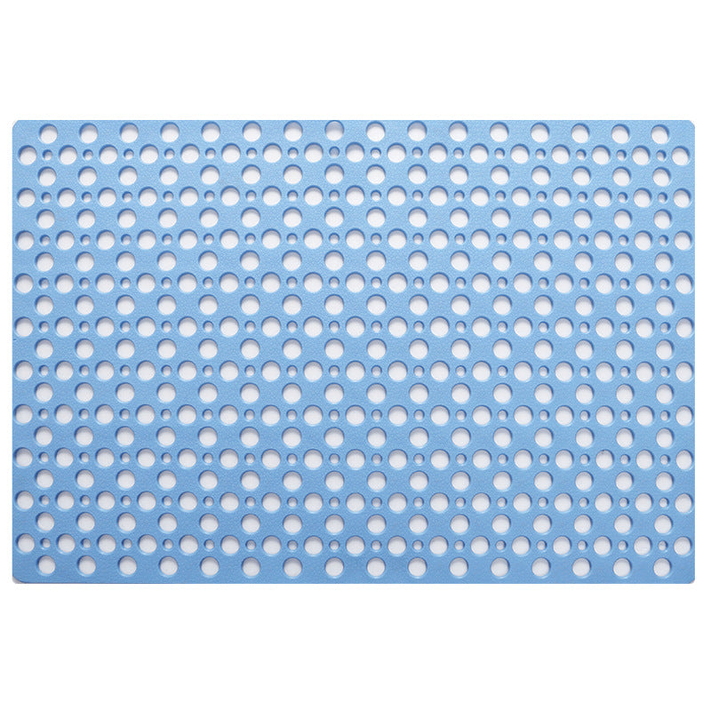 Feblilac TPE Blue/Grey/Khaki/White Drain Holes and Suction Cups Antiskid Tub Rug, Bathtub Mats