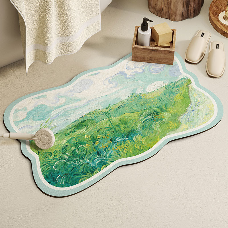 Feblilac Flowers Oil Painting Diatomaceous Earth Bathmat - view 5