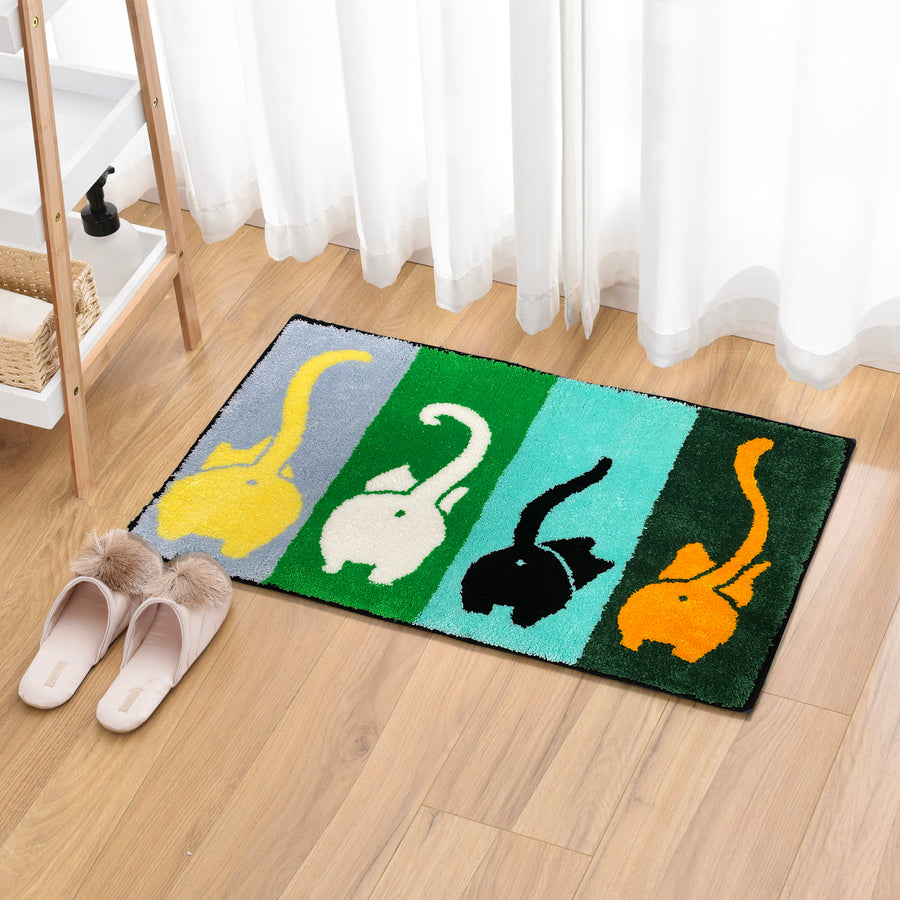 Feblilac Cute Four Color Cats Bathroom Rug Bathmat - view 4