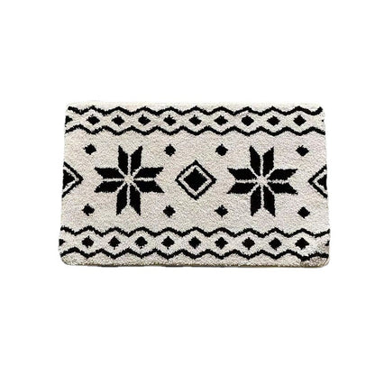 Feblilac Black and Grey Flower Geometric Pattern Ultra Soft Bathroom Rug - Feblilac® Mat