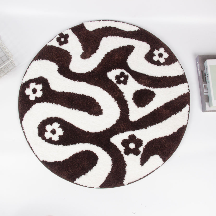 Feblilac Round Dizzy Flower Bath Area Mat 31"x31", 80cmx80cm - Feblilac® Mat