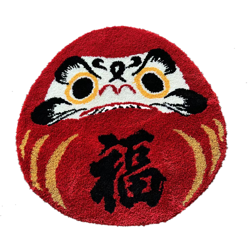 Feblilac Japanese Style Round Daruma Bathmat Area Rug 35.4"x36.2", 90cmx92cm - view 3