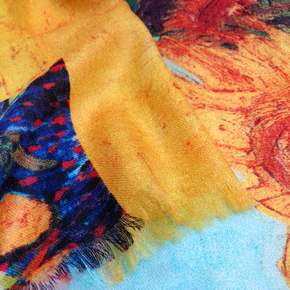 Feblilac Autumn Winter Warm Oil Painting Sunflower Women's Wool Scarf Shawl