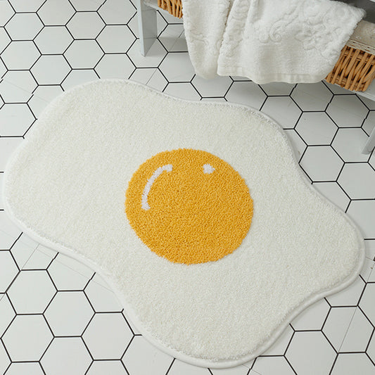 Cute Fried Egg Bath Mat, Lovely Bathroom Rug, White Yellow Bath Rug, Multiple Sizes Available - Feblilac® Mat