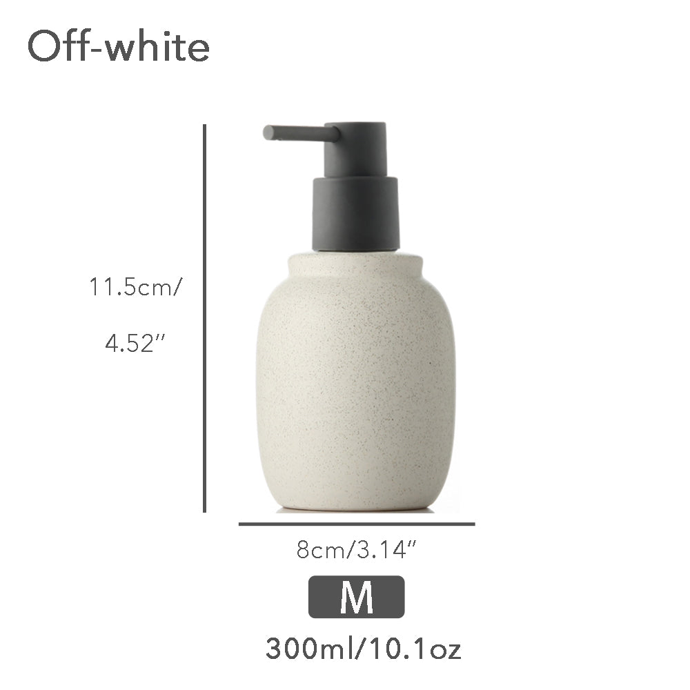 Ceramic Soap Dispenser, Liquid Bathroom Bottle, Simple Design, Refillable Reusable Lotion Pump for Bathroom Kitchen, 300ml/10.1oz