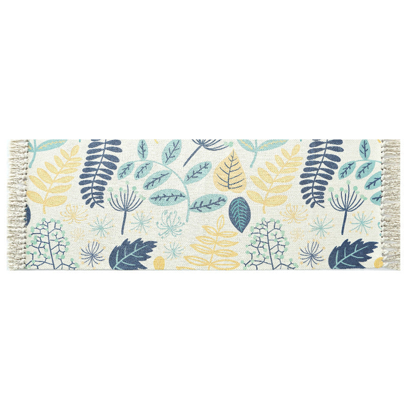 Feblilac Japanese Leaves Cotton Woven Bedroom Mat